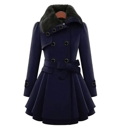 Warm and Long Ladies' Winter Coat - Vivienne-Khaki-S-Nora Luxe