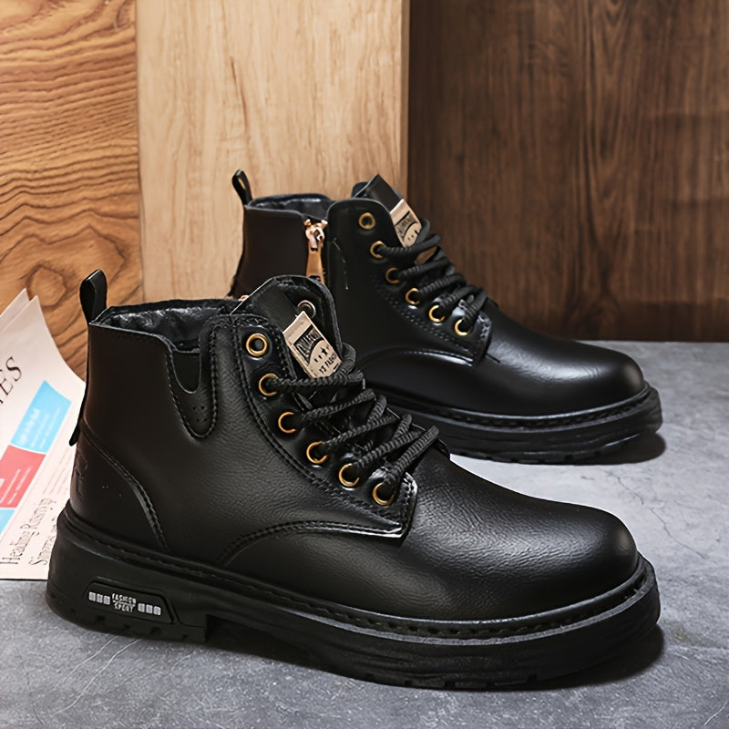 Warm and Stylish Lace-up Boots for Men - Arvo-Dark brown-5-Nora Luxe