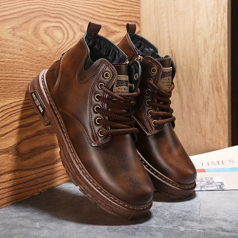 Trendy Mens Leather Lace Up Ankle Boots - Pexav