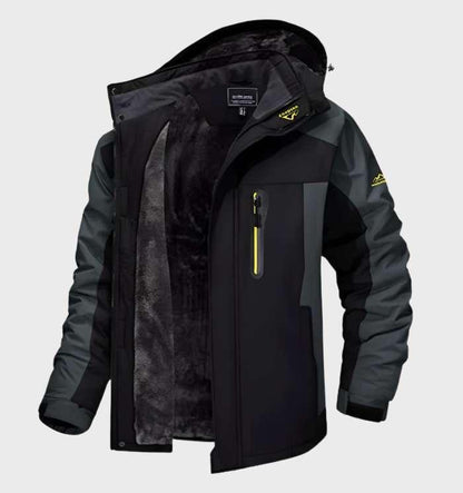 Warm and Waterproof Men's Fleece Jacket with Hood - Logan-Black-L-Nora Luxe