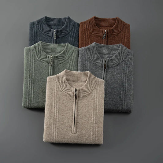Relaxed Fit Mens Half Zip Pullover Sweater - Pexav
