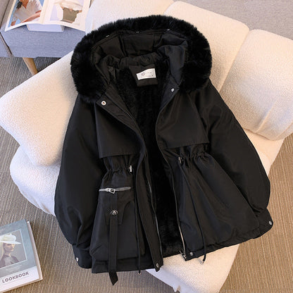 Cozy Womens Puffer Jacket with Removable Collar - Pexav