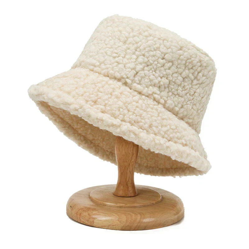 Stylish Fuzzy Bear Bucket Hat - Pexav