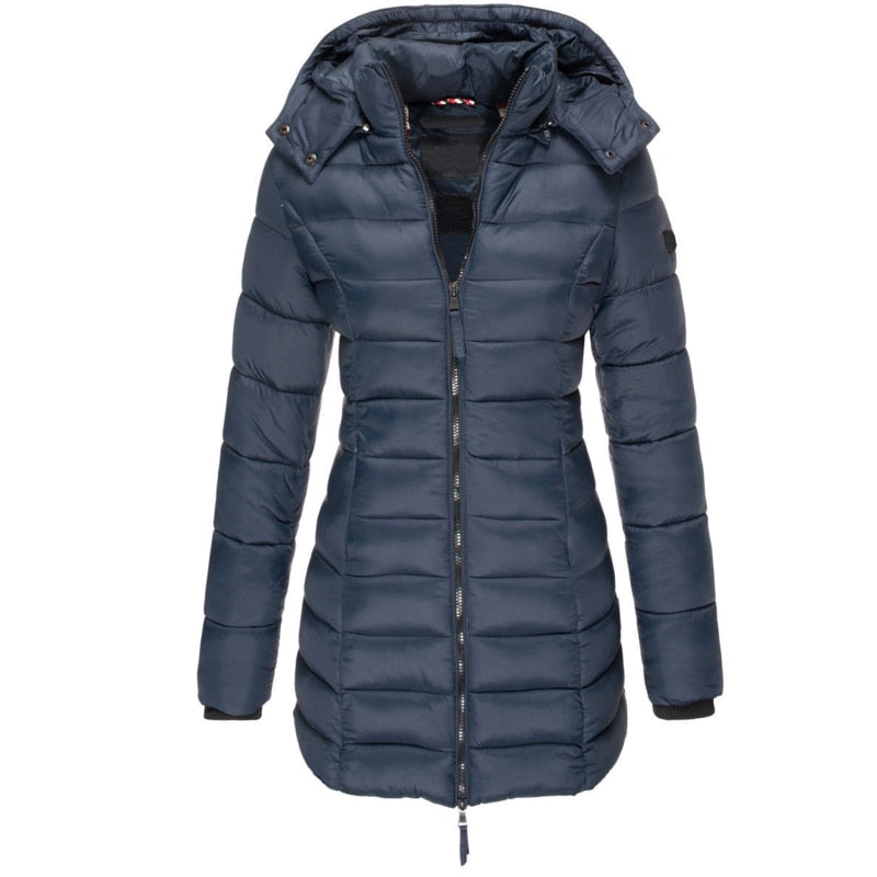Cozy Women's Padded Parka Jacket with Hood - Pexav