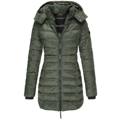Warm Ladies Down Jacket with Hood - Olivia-Green-S-Nora Luxe