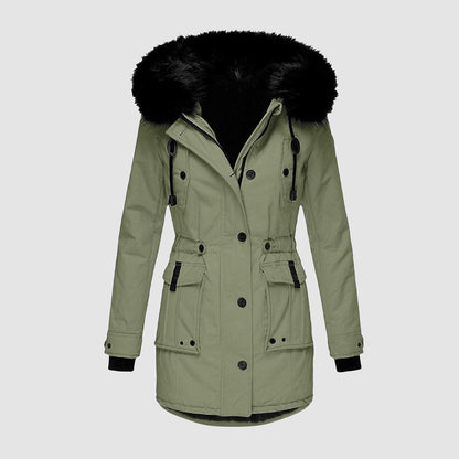 Warm Ladies Winter Coat - Valeria-Green-S-Nora Luxe