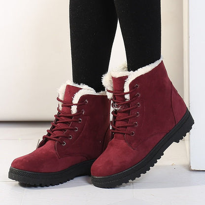 Warm Lined Women's Winter Boots with Laces - Eliza Fur Boot-Black-3.0-Nora Luxe