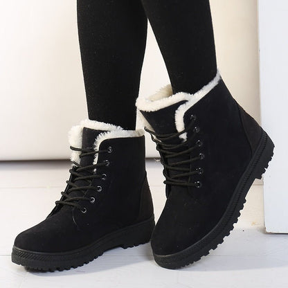 Insulated Waterproof Women's Snow Boots with Laces - Pexav
