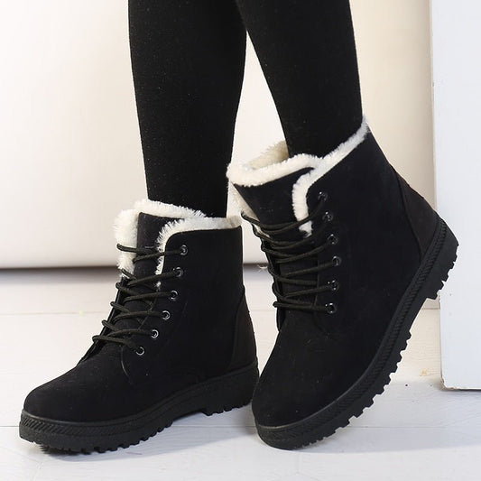 Insulated Waterproof Women's Snow Boots with Laces - Pexav