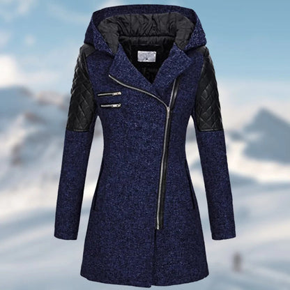 Warm Long Ladies Winter Coat - Aria-Blue-S-Nora Luxe
