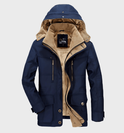 Warm Men’s Winter Jacket with Hood - Andreas-Blue-M-Nora Luxe