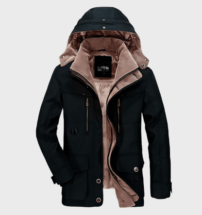 Warm Men’s Winter Jacket with Hood - Andreas-Khaki-M-Nora Luxe