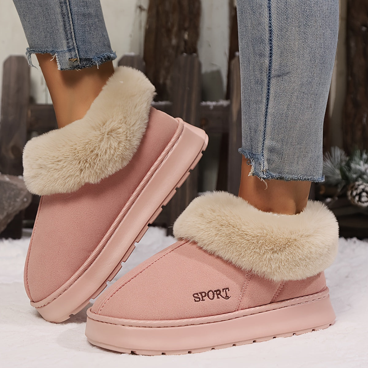 Warm Plush Ladies Slippers with Non-slip Sole - Sienna-Pink-2.5-Nora Luxe
