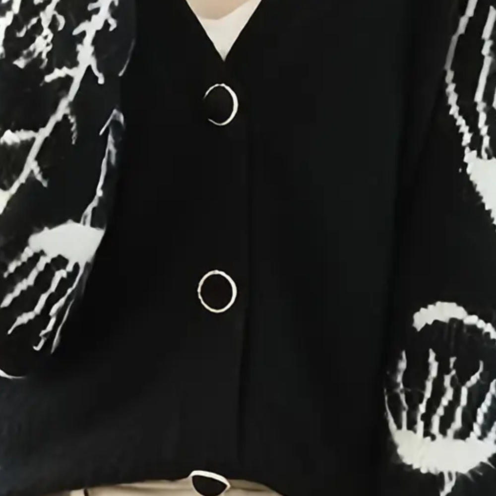Warm V-neck Cardigan for Women - Elin-Black-Nora Luxe