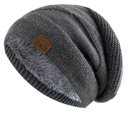Warm Winter Hat with Fleece Lining - Luna-Gray-22.05 in - 22.83 in-Nora Luxe