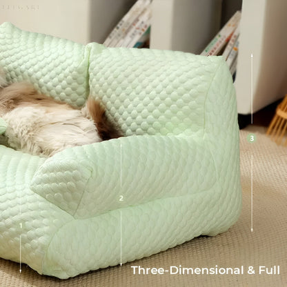 Washable Plush Pet Bed - CozyPaws-Blue-M-Nora Luxe