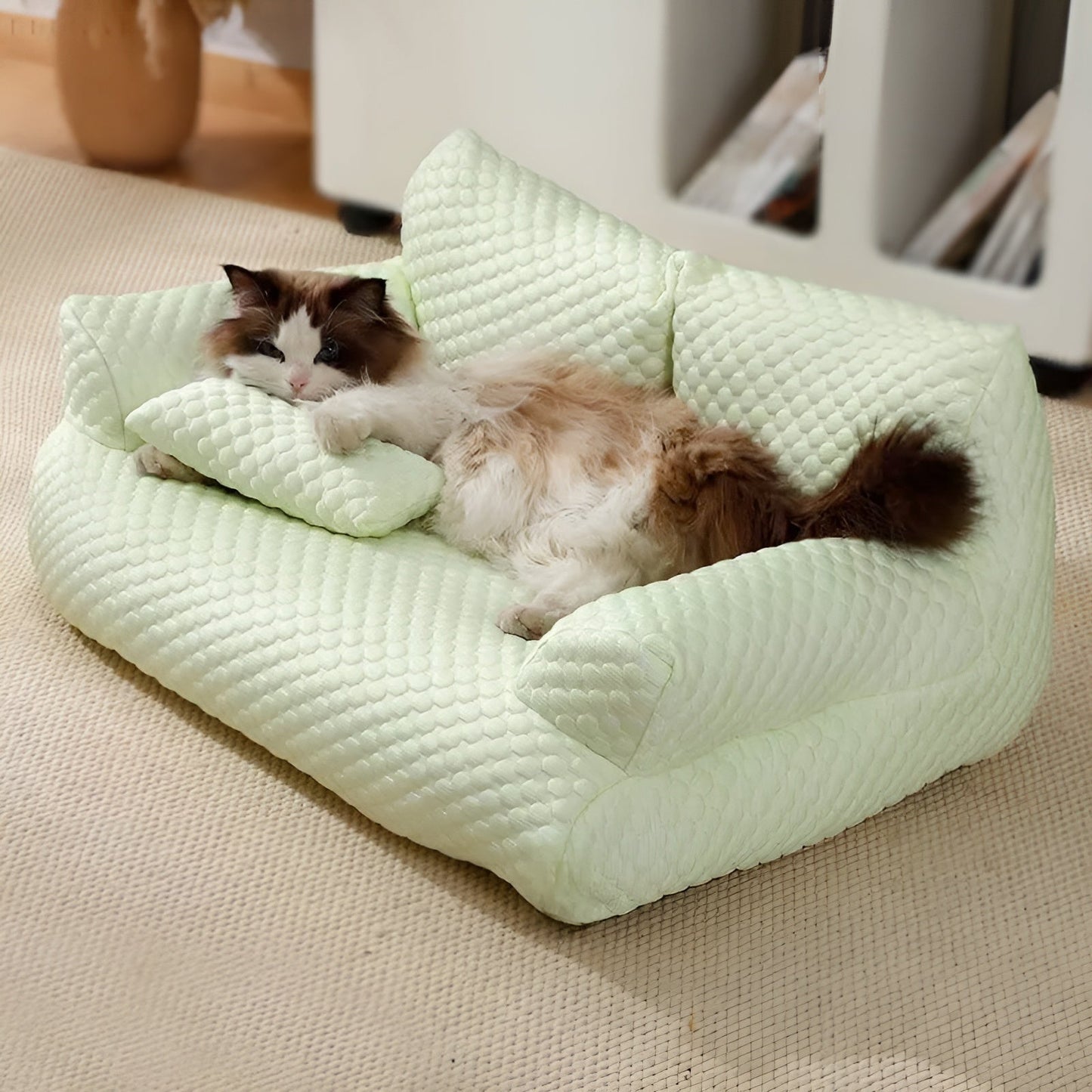 Washable Plush Pet Bed - CozyPaws-Gray-M-Nora Luxe