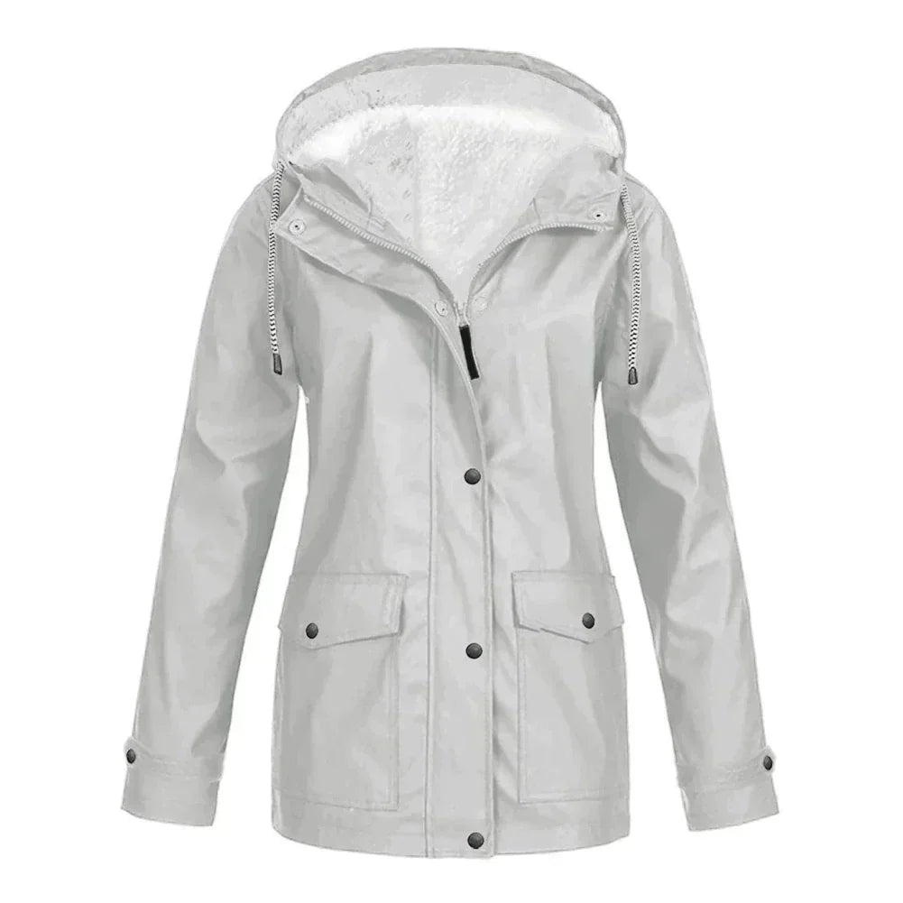 Waterproof Ladies Rain Jacket - Skye-Silver-S-Nora Luxe