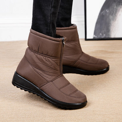 Waterproof Lined Mid-Height Women's Snow Boots - Clara Snow Walk Pro-Brown-5.5-Nora Luxe