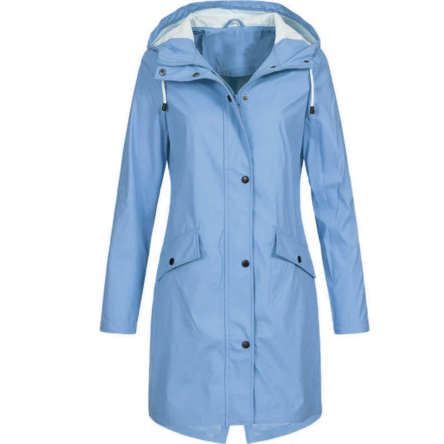 Waterproof Long Ladies' Raincoat - Luna-Blue-S-Nora Luxe
