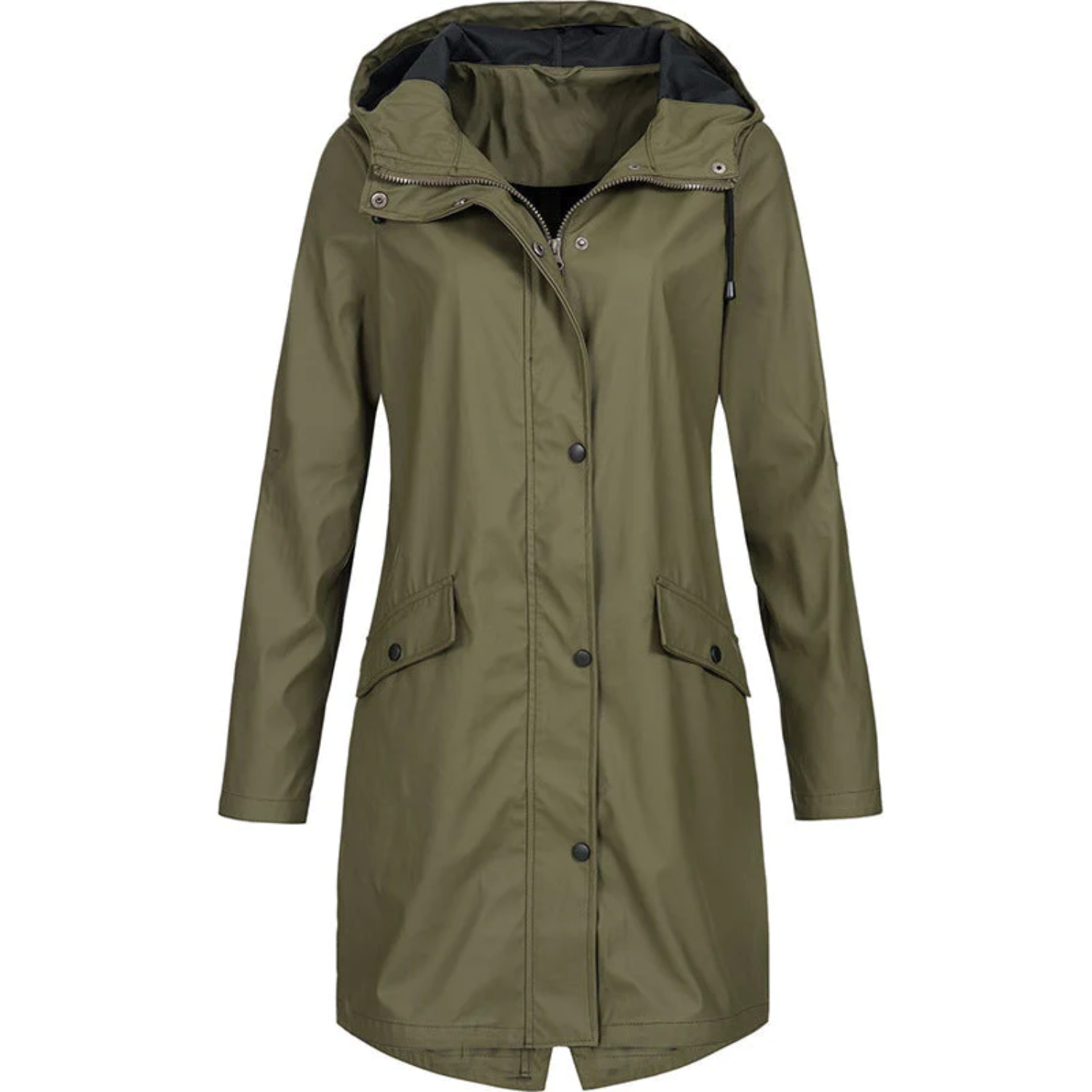 Waterproof Long Ladies' Raincoat - Luna-Green-S-Nora Luxe