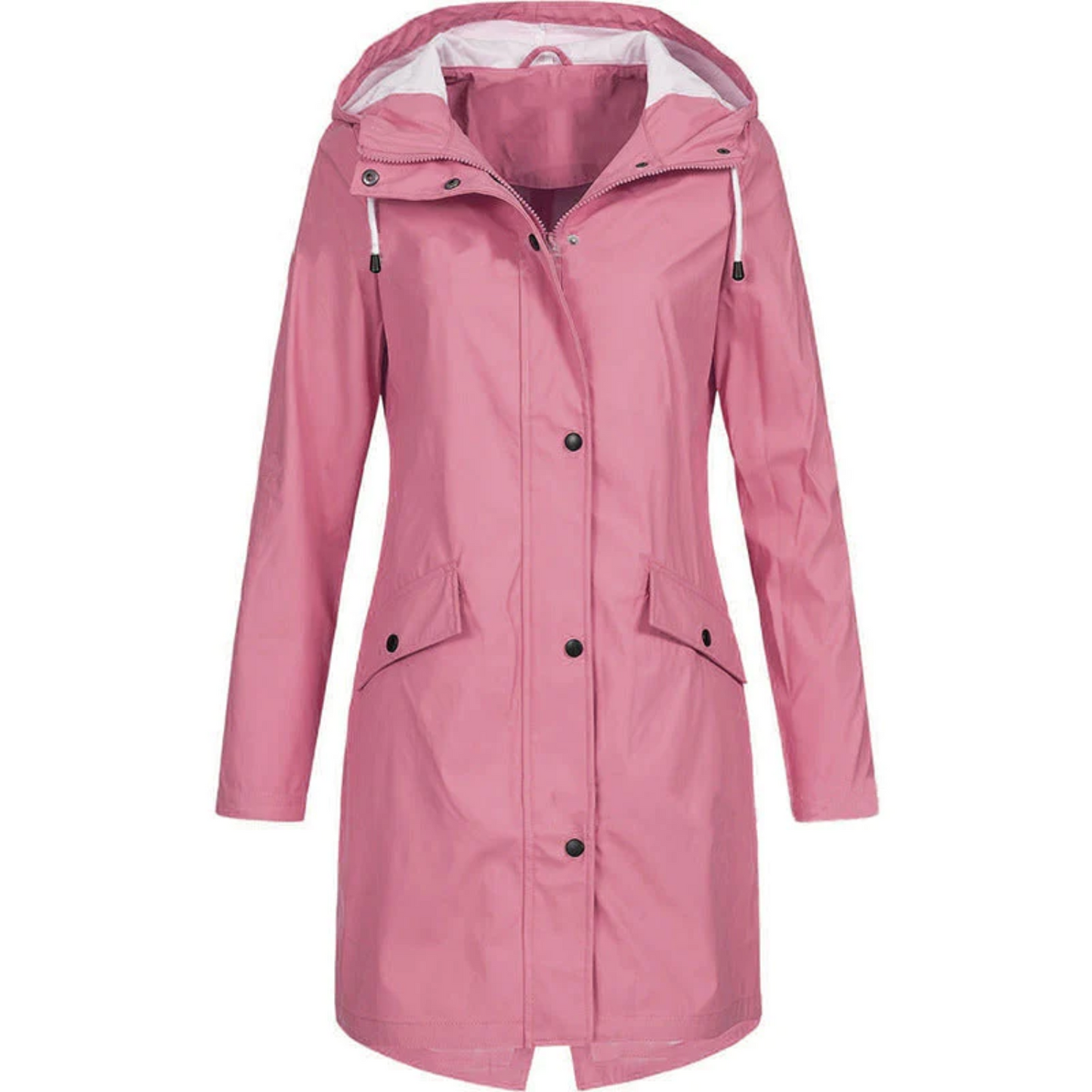 Waterproof Long Ladies' Raincoat - Luna-Pink-S-Nora Luxe