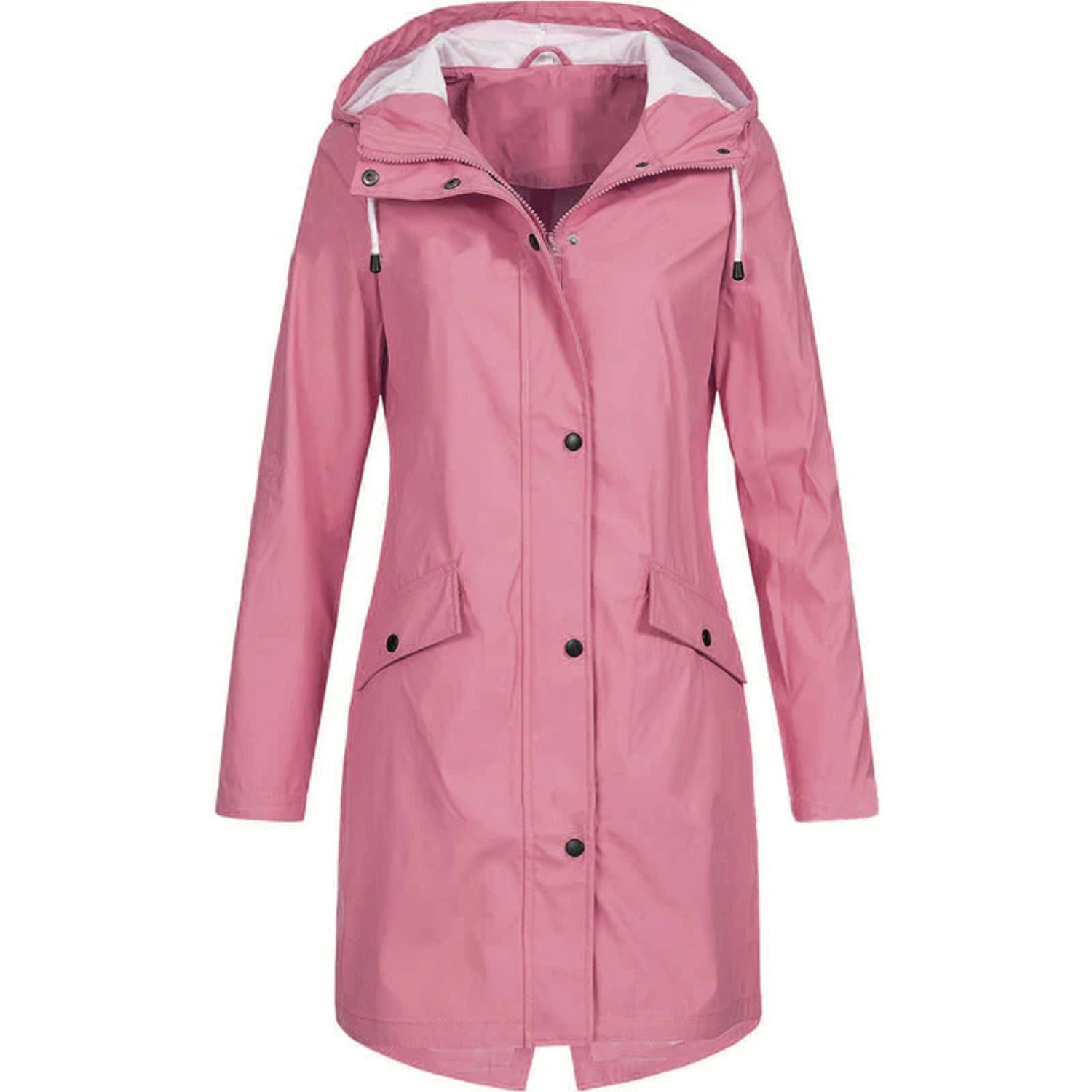 Waterproof Long Ladies' Raincoat - Luna-Pink-S-Nora Luxe