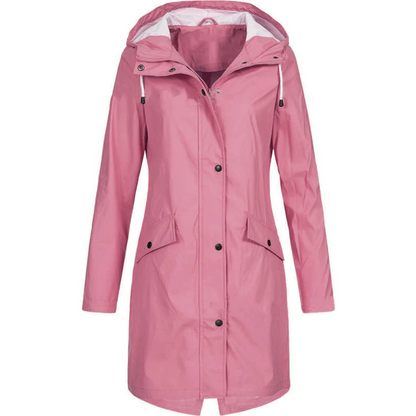 Waterproof Long Ladies' Raincoat - Luna-Pink-S-Nora Luxe