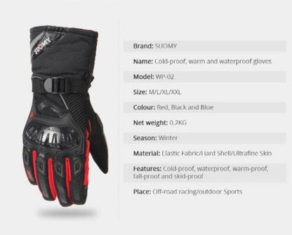 Waterproof Motorcycle Gloves for Winter - ShieldRide-Black-M-Nora Luxe