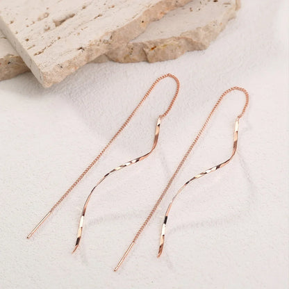 Wave Threader Earrings | Stylish Women's Jewellery-GOLD-Nora Luxe