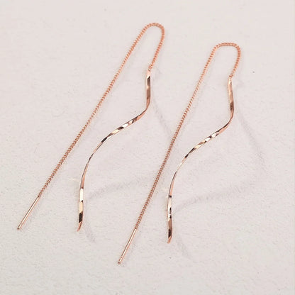 Wave Threader Earrings | Stylish Women's Jewellery-GOLD-Nora Luxe