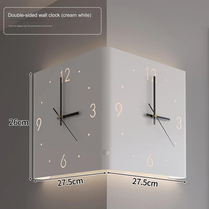 Quiet Dual Faced LED Corner Wall Clock