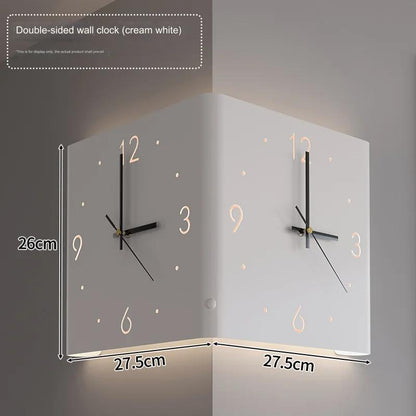 Quiet Dual Faced LED Corner Wall Clock