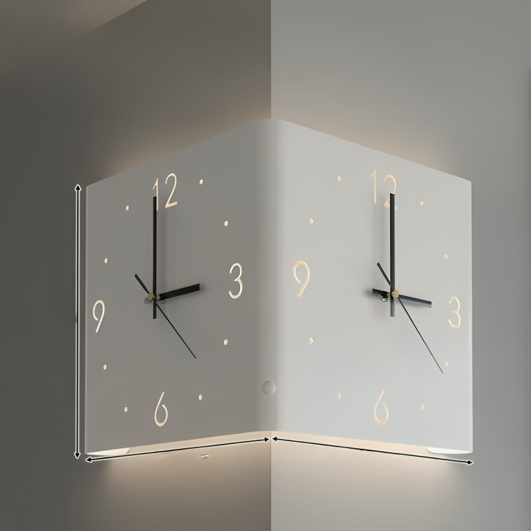 Quiet Dual Faced LED Corner Wall Clock - Pexav