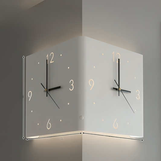 Quiet Dual Faced LED Corner Wall Clock - Pexav