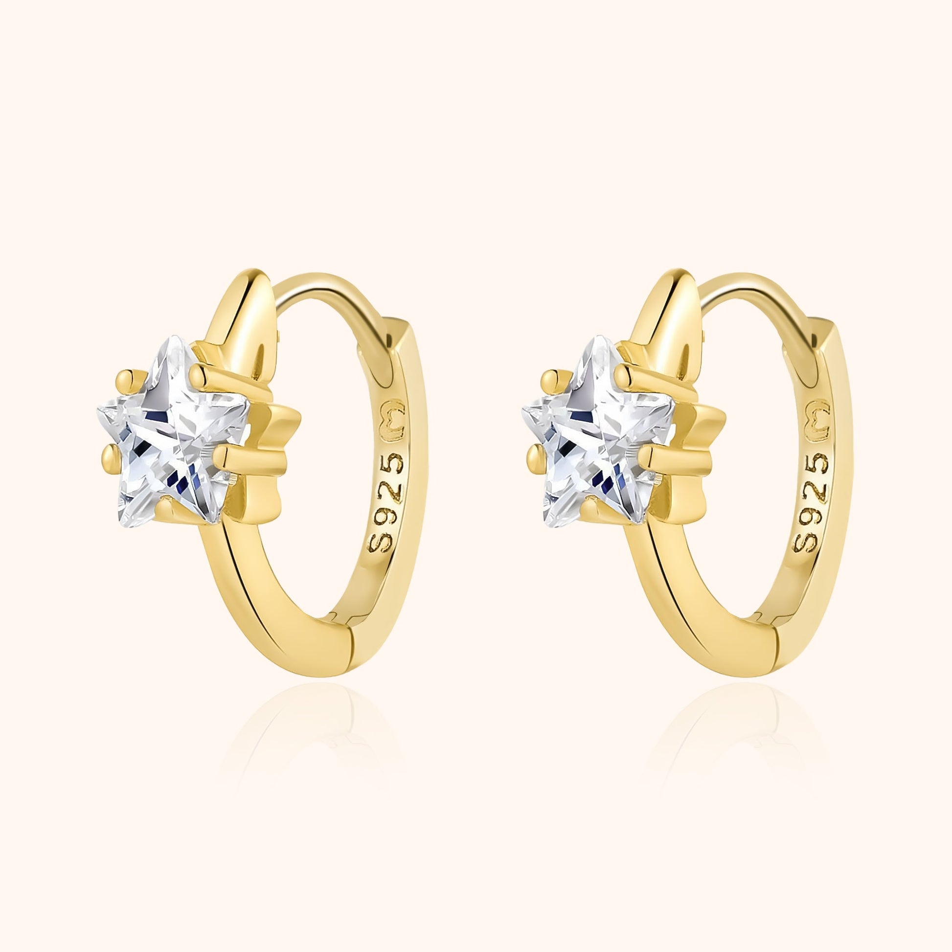 Sparkling Silver Earrings with Star Cubic Zirconia - Pexav