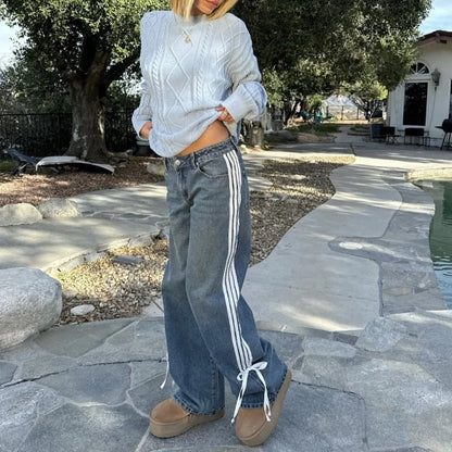 Comfortable Striped Waist Jeans for Women - Pexav