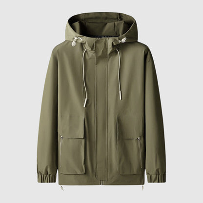Windproof Men's Jacket with Hood and Zippers - Max-Green-S-Nora Luxe