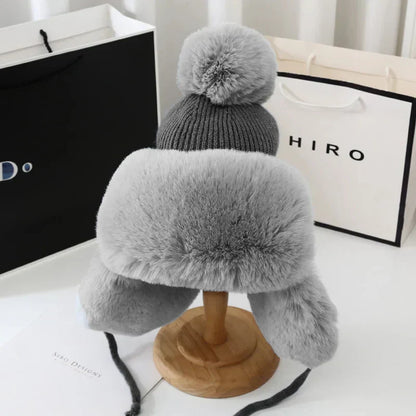 Winter Shield Earflap Ski Hat for Women - Tressa-Gray-Nora Luxe