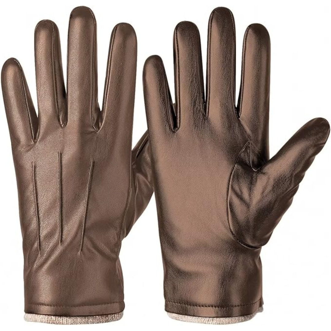 Winter Thermal Touchscreen Leather Gloves - Mason-Khaki-Nora Luxe