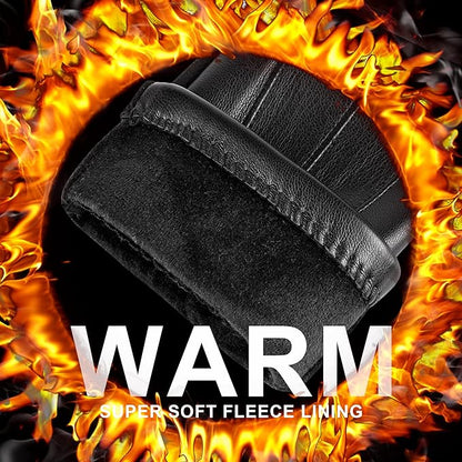Winter Touchscreen Gloves made of Suede Leather - Victor-Black-M-L-Nora Luxe