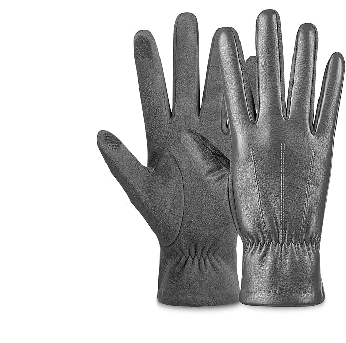 Warm Suede Leather Touchscreen Gloves - Pexav