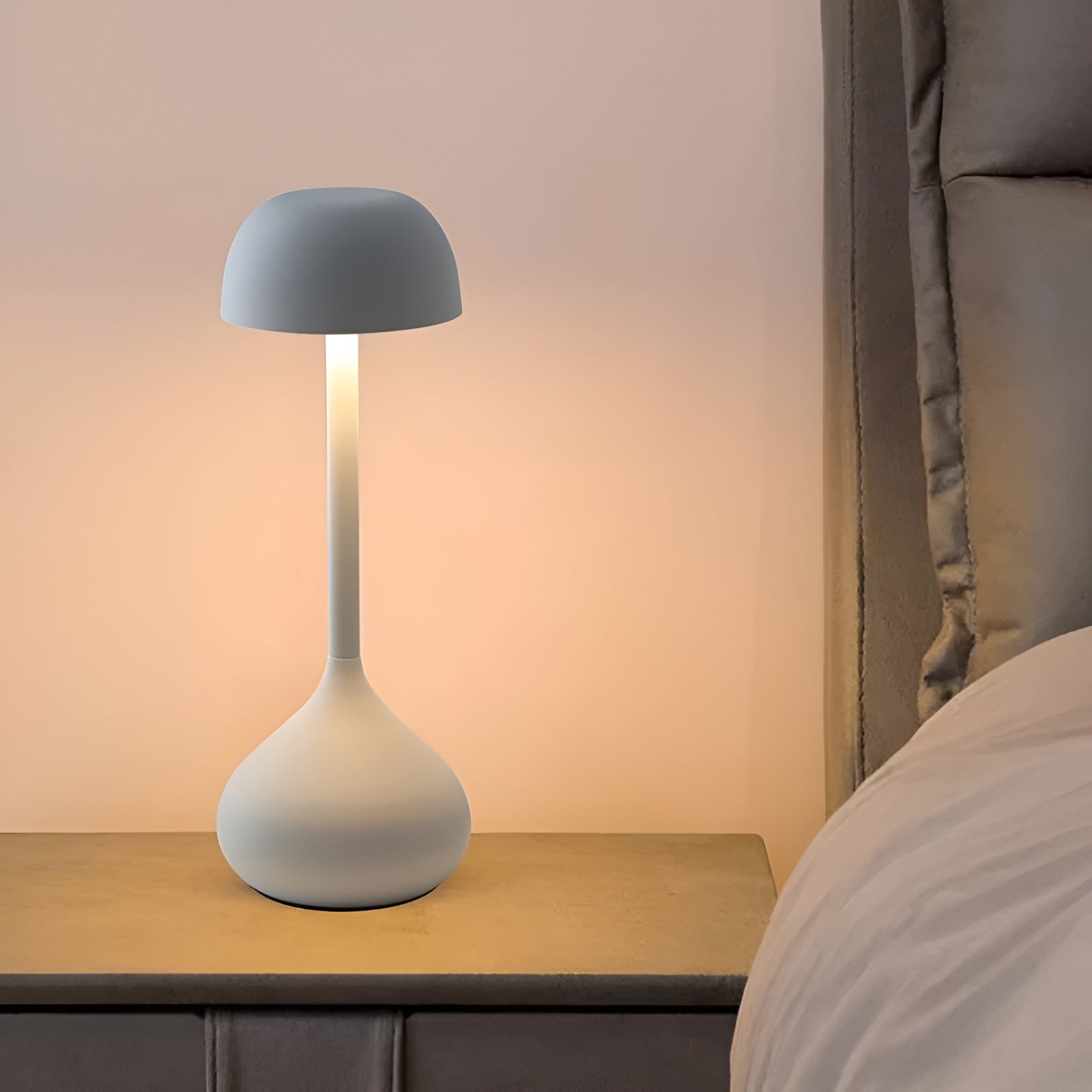 Wireless Dimmable Mushroom Table Lamp - GlowMush-White Mat-Nora Luxe