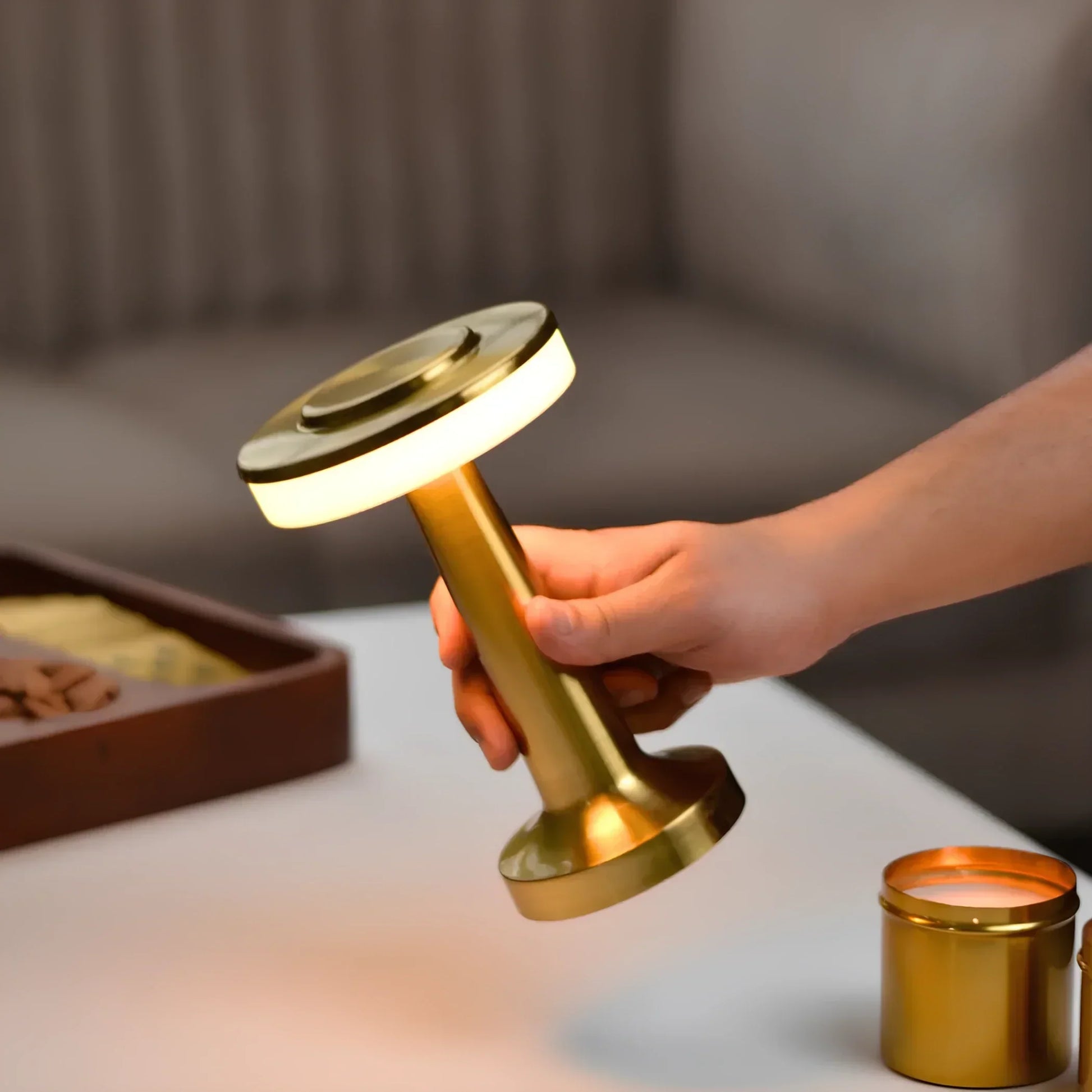 Wireless Retro Table Lamp - LumiBar-Gold-Nora Luxe