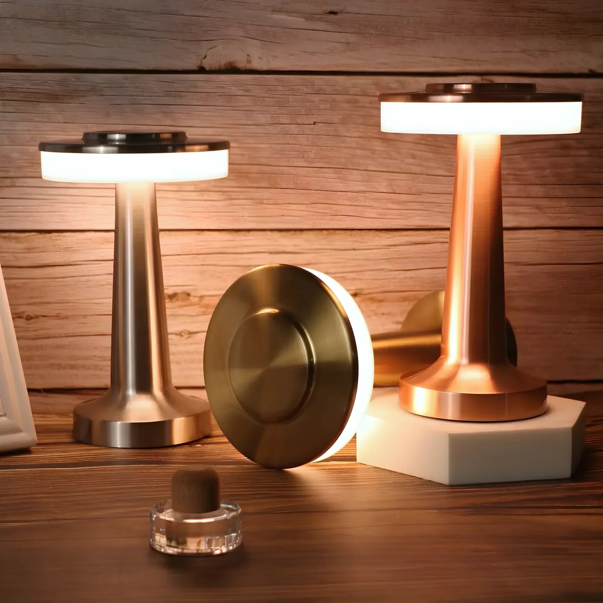 Wireless Retro Table Lamp - LumiBar-Gold-Nora Luxe