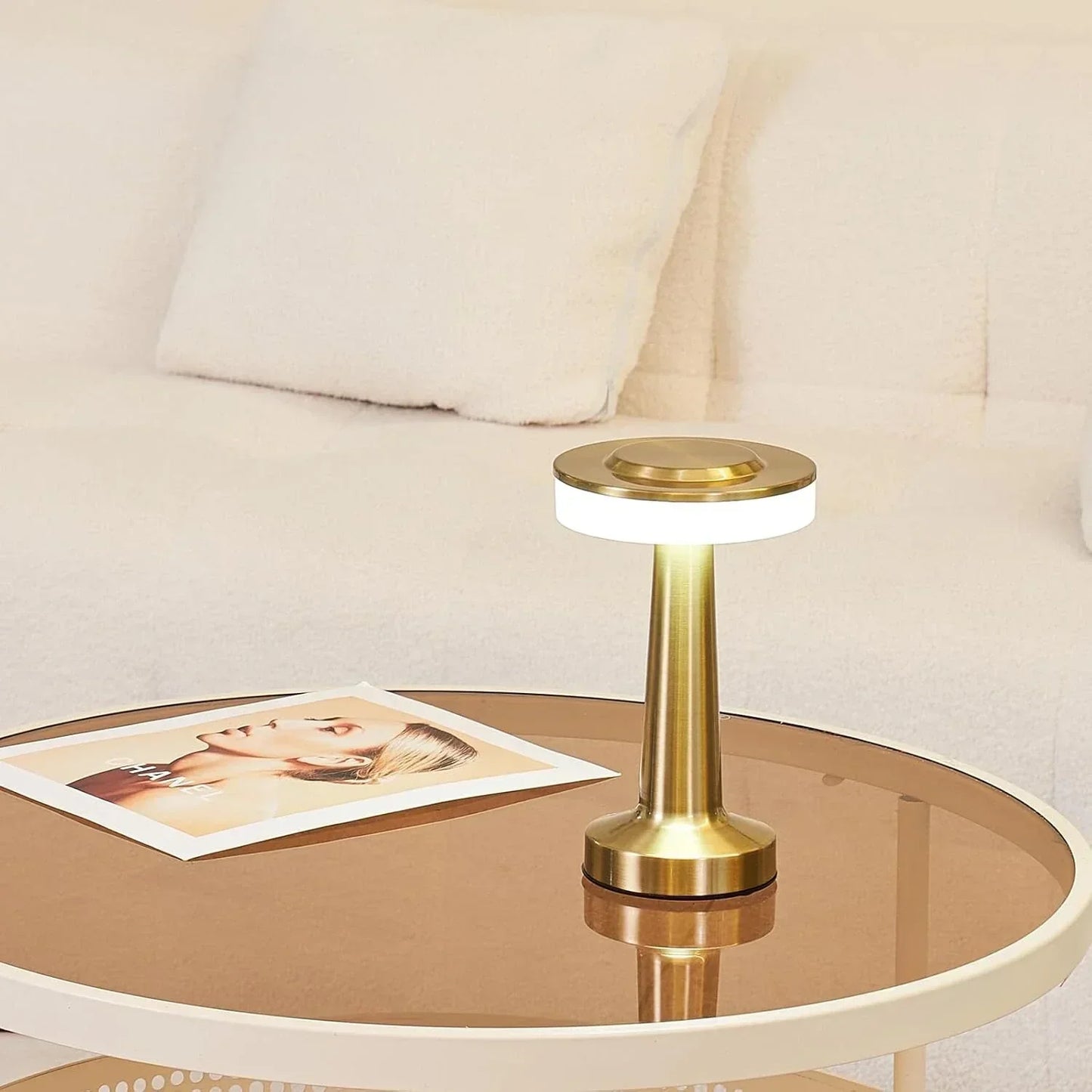 Wireless Retro Table Lamp - LumiBar-Gold-Nora Luxe