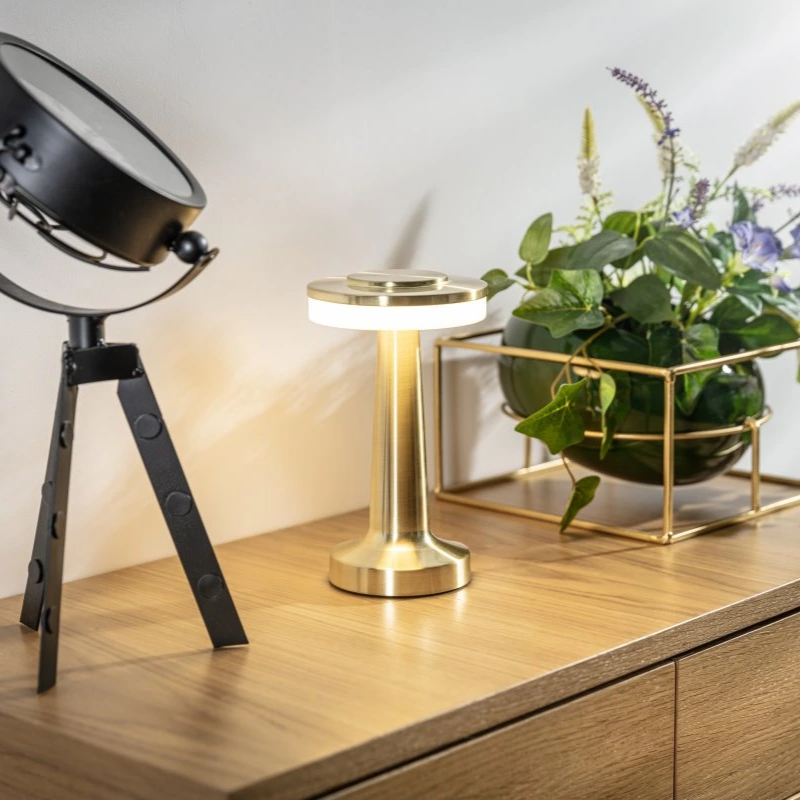 Wireless Retro Table Lamp - LumiBar-Gold-Nora Luxe