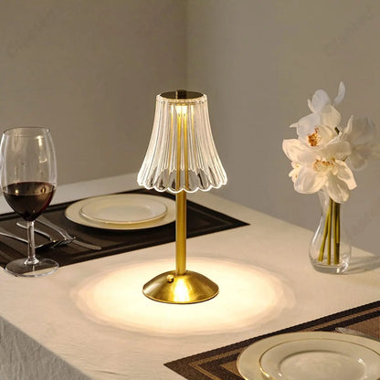 Wireless Table Lamp with Crystal Decor and Dimmable Lighting - GlamLight-Nora Luxe