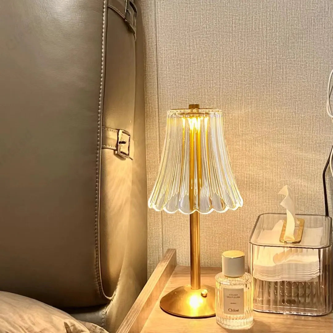 Wireless Table Lamp with Crystal Decor and Dimmable Lighting - GlamLight-Nora Luxe