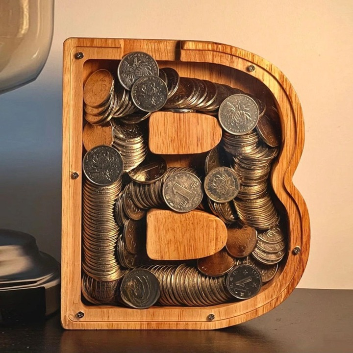Classic Letter Wooden Money Box - Pexav